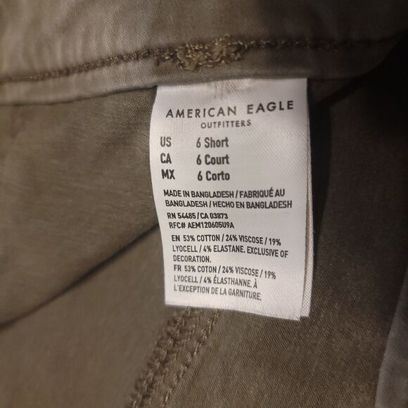 American Eagle AE Womens 6 Short Super Stretch Cargo Super Hi-Rise Jegging Khaki - Picture 5 of 11